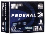 Federal S9SJT1 Syntech Defense Handgun 9mm Luger 138 gr Segmented Jacketed Hollow Point SJHP 20 Per