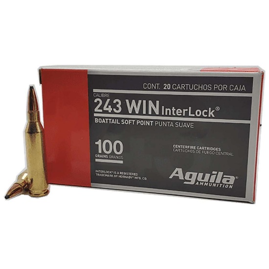 Aguila 8047Ag 243 Win 100 Gr Interlock Boat Tail Soft Point 20 Per Box