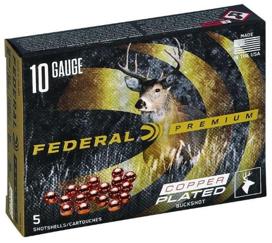 Federal P108F00 Premium Vital-Shok 10 Gauge 3.5 18 Pellets 00 Buck Shot 5 Bx