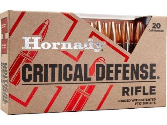 Hornady 80920 Critical Defense 308 Win 155 Gr Flex Tip Expanding 20 Bx