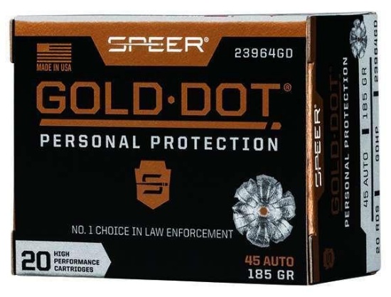 Speer Ammo 23964Gd Gold Dot Personal Protection 45 Acp 185 Gr Hollow Point (Hp) 20 Bx