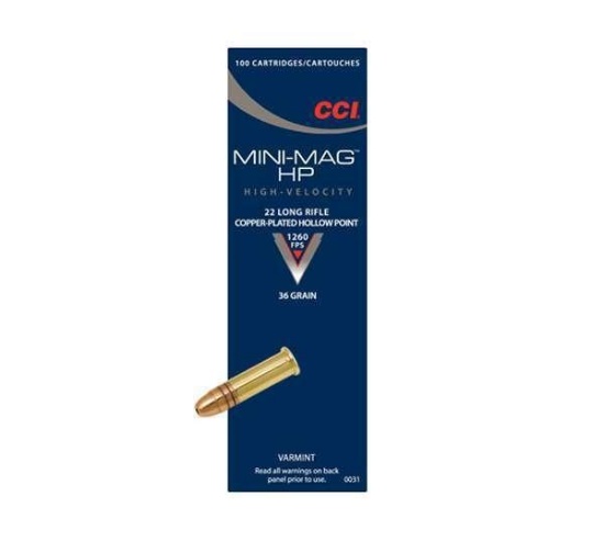 Cci 0031 Varmint Mini-Mag 22 Lr 36 Gr Copper Plated Hollow Point (Cphp) 100 Bx