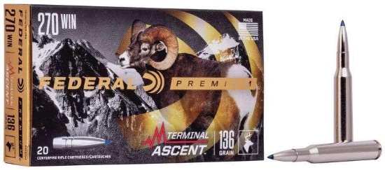 Federal P270Ta1 Premium 270 Win 136 Gr Terminal Ascent 20 Bx
