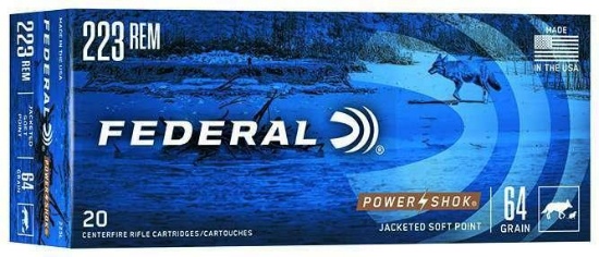 Federal 223L Power-Shok 223 Rem 64 Gr Jacketed Soft Point (Jsp) 20 Bx