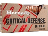 Hornady 80920 Critical Defense 308 Win 155 Gr Flex Tip Expanding 20 Bx