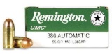 Remington Ammunition L380Ap Umc 380 Acp 95 Gr Full Metal Jacket (Fmj) 50 Bx