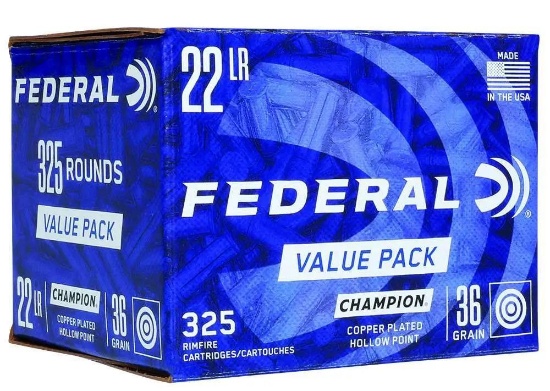 Federal 725 Value Pack 22 Lr 36 Gr Copper Plated Hollow Point (Cphp) 325 Bx