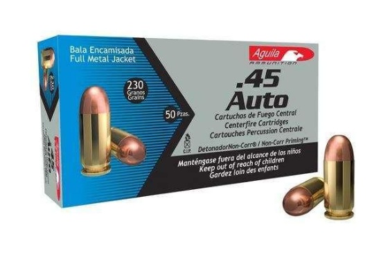 Aguila 1E452110 Pistol 45 Acp 230 Gr Full Metal Jacket (Fmj) 50 Bx