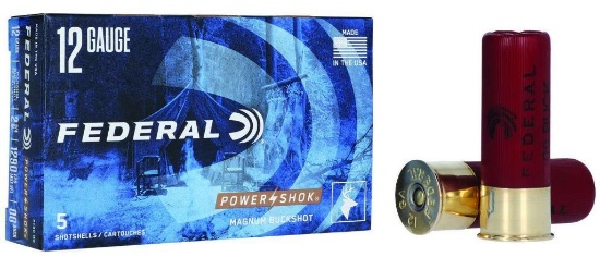 Federal F13000 Power-Shok12 Gauge 2.75 12 Pellets 00 Buck Shot 5 Bx
