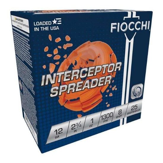 Fiocchi 12Cptr8 Exacta Interceptor Spreader 12 Gauge 2.75 1 Oz 8 Shot 25 Bx
