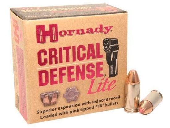 Hornady 90240 Critical Defense Lite 9Mm Luger 100 Gr Flex Tip Expanding 25 Bx