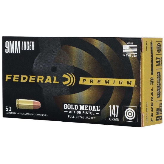 Federal Gm9Ap1 Gold Medal 9Mm Gold Medal 147 Gr 50 Bx