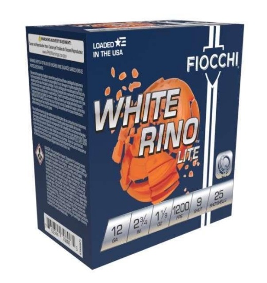 Fiocchi 12Wrnl9 White Rino Lite 12 Gauge 2.75 1 1/8 Oz 9 Shot 25 Bx