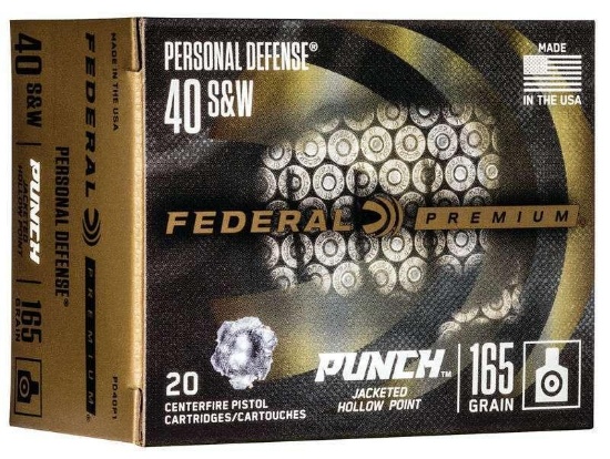 Federal Pd40P1 Personal Defense Punch 40 S&W 165 Gr Jacketed Hollow Point (Jhp) 20 Bx