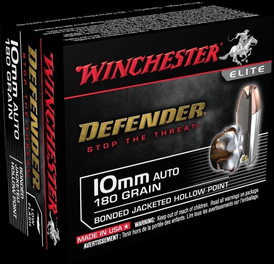 Winchester Ammo S10Mmmpdb Defender 10Mm Auto 180 Gr Bonded Jacket Hollow Point 20 Bx