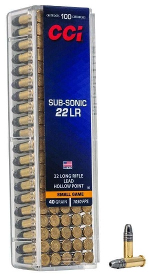 Cci 0056 Subsonic 22 Lr 40 Gr Lead Hollow Point (Lhp) 100 Bx