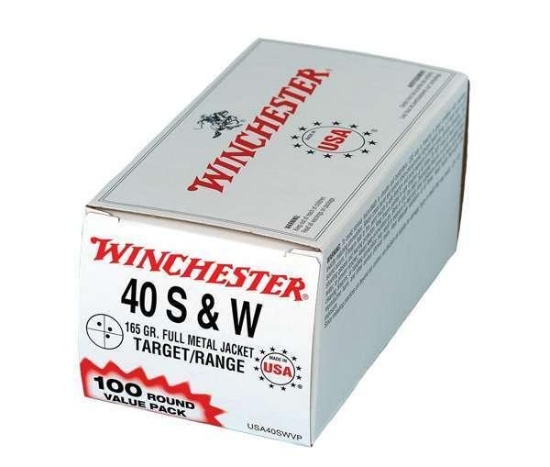 Winchester Ammo Usa40Swvp Usa 40 S&W 165 Gr Full Metal Jacket (Fmj) 100 Bx