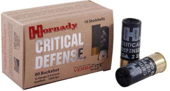 Hornady 86240 Critical Defense 12 Gauge 2.75 Lead 8 Pellets 00 Buck 10 Bx