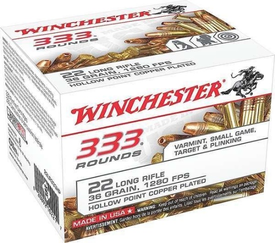Winchester Ammo 22Lr333Hp Usa 22 Lr 36 Gr Copper Plated Hollow Point (Cphp) 333 Can