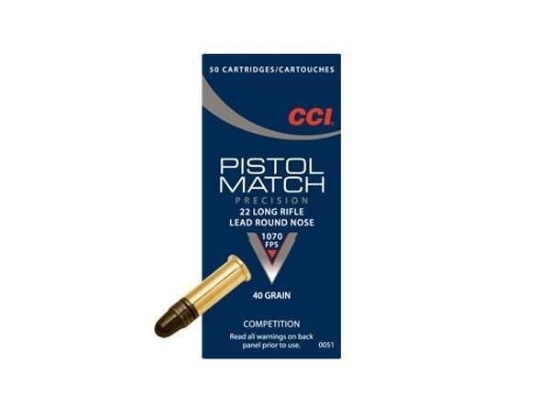 Cci 0051 Competition Pistol Match 22 Lr 40 Gr Lead Round Nose (Lrn) 50 Bx
