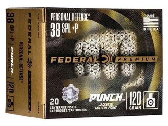 Federal Pd38P1 Premium Punch 38 Special +P 120 Gr Jacketed Hollow Point (Jhp) 20 Bx