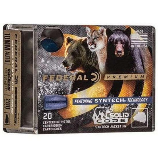 Federal P10Shc1 Premium 10Mm Auto 200 Gr Solid Core Synthetic 20 Bx