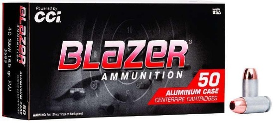 Cci 3589 Blazer 40 S&W 165 Gr Total Metal Jacket 50 Bx