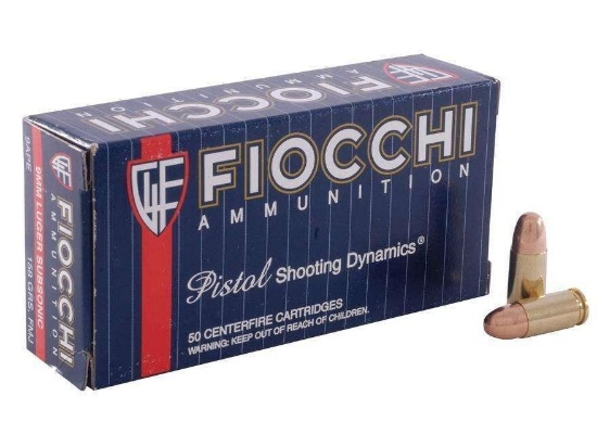 Fiocchi Amo 9Mm Luger 158Gr Fmj Subsonic 50-Rd