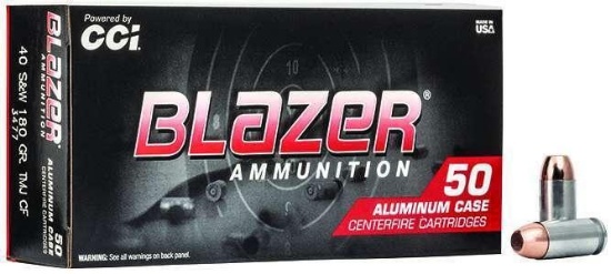 Cci 3477 Blazer Clean Fire 40 S&W Lead-Free 180 Gr Total Metal Jacket (Tmj) 50 Bx