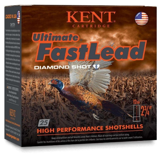 Kent Cartridge K122Ufl424 Ultimate Fast Lead 12 Gauge 2.75 1 1/2 Oz 4 Shot 25 Bx
