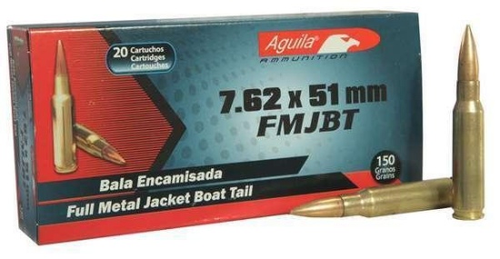 Aguila 1E762110 Rifle 7.62X51Mm Nato 150 Gr Full Metal Jacket Boat Tail (Fmjbt) 20 Bx