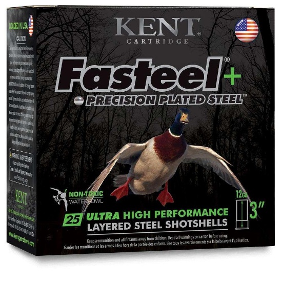 Kent Cartridge K123Fsp36Bbx2 Fasteel 2.0 12 Gauge 3 1 1/4 Oz Bb Shot 25 Per Box/10