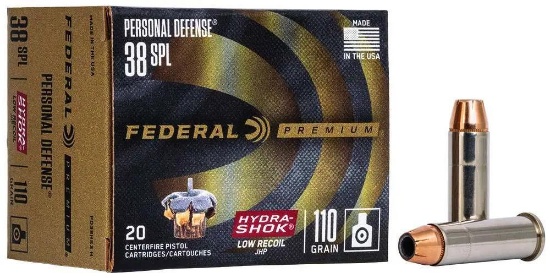 Federal Pd38Hs3H Premium Personal Defense Low Recoil 38 Special 110 Gr Hydra-Shok Jacketed Hollow