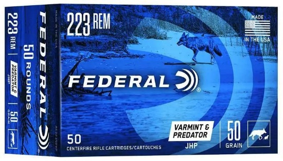 Federal Ae22350Vp American Eagle Varmint & Predator 223 Rem 50 Gr Jacketed Hollow Point (Jhp) 50 Bx