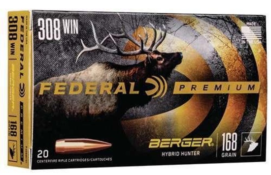 Federal P308Bch1 Premium Berger Hybrid Hunter 308 Win 168 Gr Berger Hybrid Hunter 20 Bx
