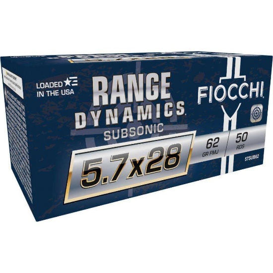 Fiocchi Range Dynamics Subsonic Amo 5.7X28Mm 62Gr Fmj 50Rd Box