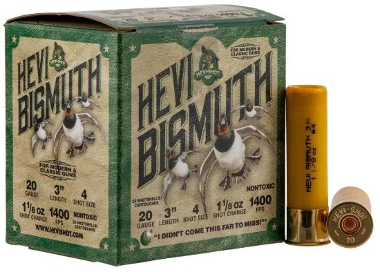 Hevishot 17004 Hevi-Bismuth Waterfowl 20 Gauge 3 1 1/8 Oz 4 Shot 25 Bx