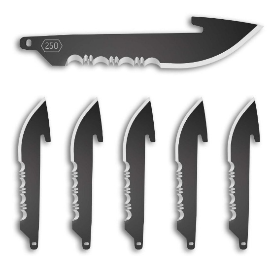OUTDOOR EDGE 2.5 DROP POINT W/SERRATIONS BLACK BLADE 6-PK