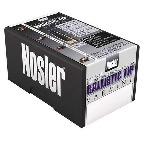 Nosler 24055 Ballistic Tip Varmint 6mm .243 55 gr Spitzer 100 Per Box