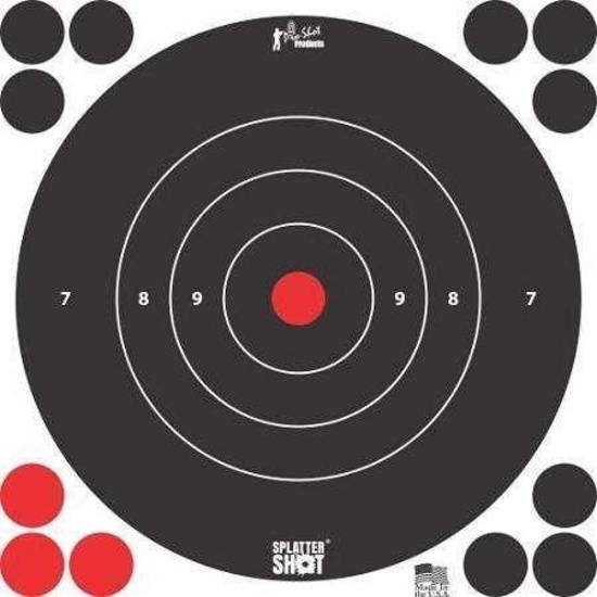 Pro-Shot 8BWHTE6PK SplatterShot Self-Adhesive Paper 8 Bullseye White Target Paper w/Black Target 6