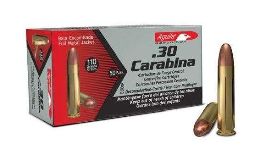 Aguila 1E302110 Rifle 30 Carbine 110 gr Full Metal Jacket (FMJ) 50 Bx