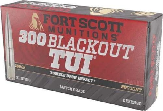 FORT SCOTT MUNITIONS LEAD FREE RIFLE AMO 300 BLACKOUT 150GR TUI BRASS CASE 20-RD
