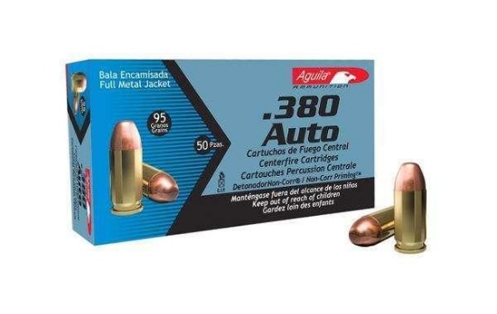 Aguila 1E802110 Pistol 380 ACP 95 gr Full Metal Jacket (FMJ) 50 Bx