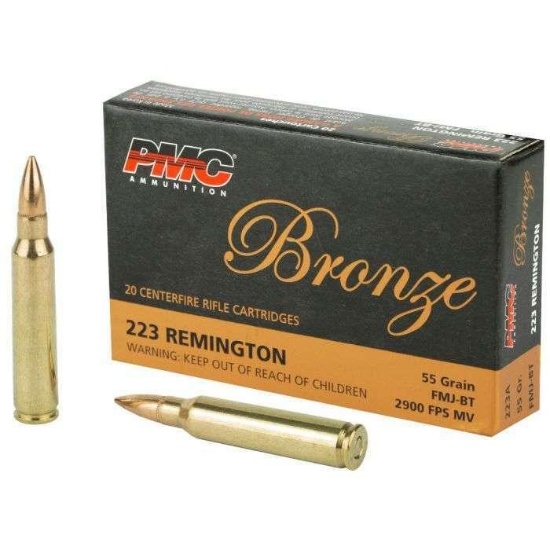 PMC 223A Bronze 223 Rem 55 gr Full Metal Jacket Boat Tail (FMJBT) 20 Bx