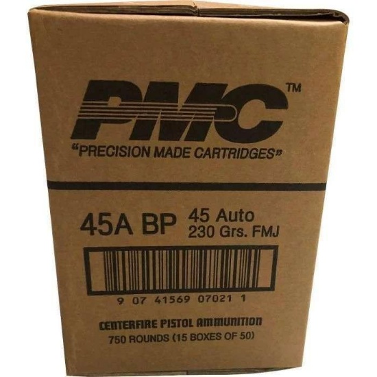 PMC Bronze Battle Pack .45 ACP Handgun Ammo - 230 Grain | FMJ | 750rd (3 Battle Pack) Case
