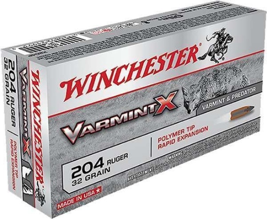 Winchester Ammo X204P Varmint X 204 Ruger 32 Gr Polymer Tip 20 Bx