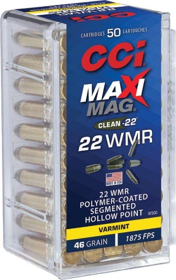 Cci 972Cc Maxi-Mag 22 Mag 46 Gr Polymer Coated Segmented Hollow Point 50 Bx