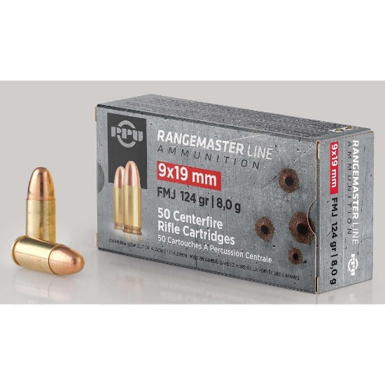 PPU - PPRM9 - 9mm Luger 124GR FMJ - 50 Rounds