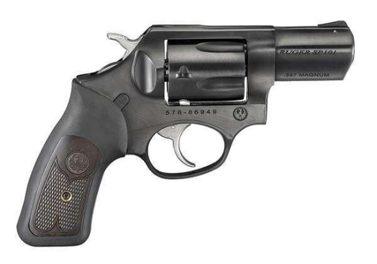 Ruger - SP101 - .357 Mag - 2.25 5 Round Black Rubber w/Wood Insert Grip Blued