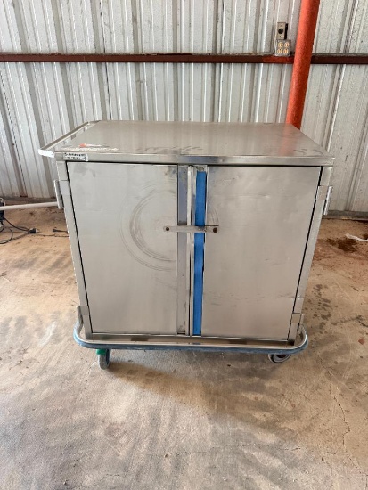 Stainless Steel Enclosed Medical Transport Cart on Casters